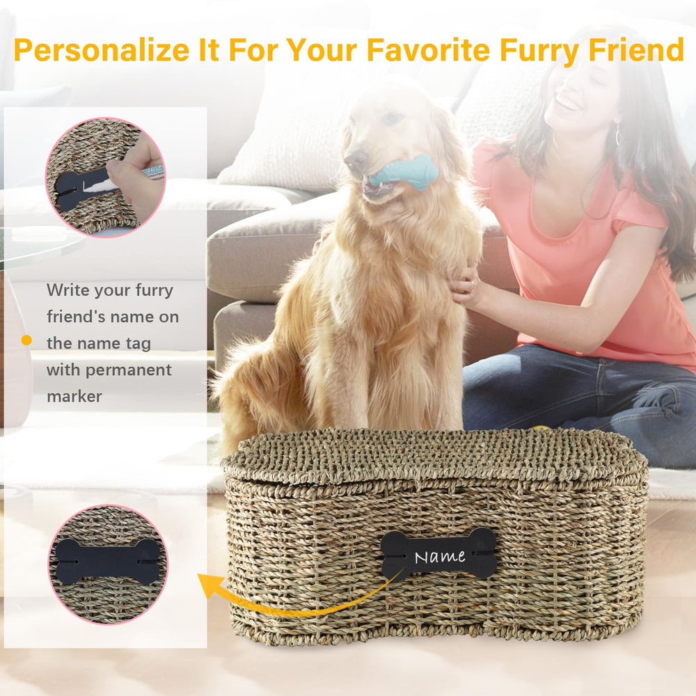 Brabtod Seagrass metal-frame basket stays sturdy for everyday pet storage.