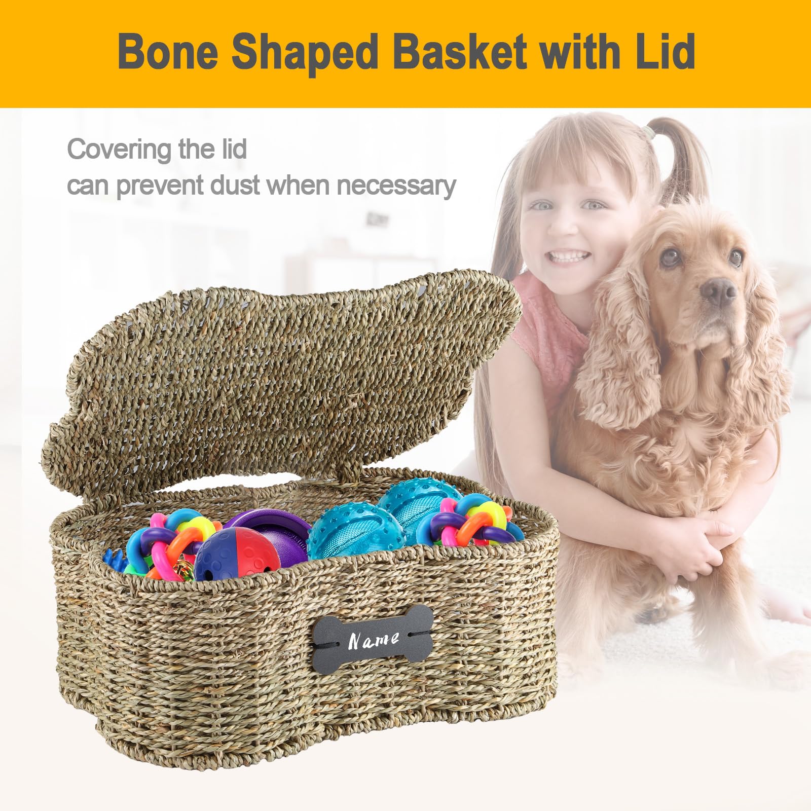 Brabtod Seagrass open-top toy bin enables quick toy selection.