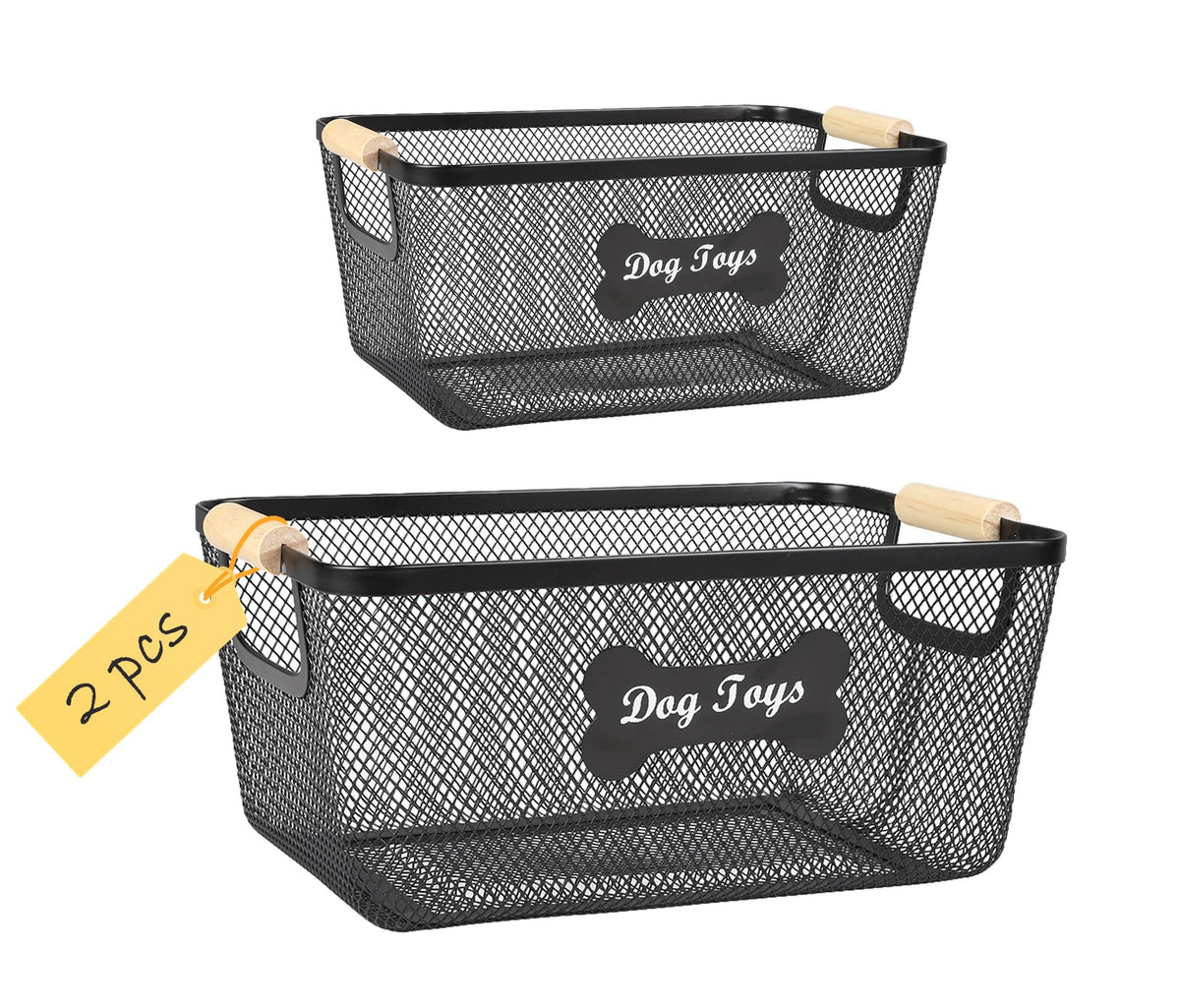 Brabtod two-pack dog toy basket with sturdy design for tidy storage.