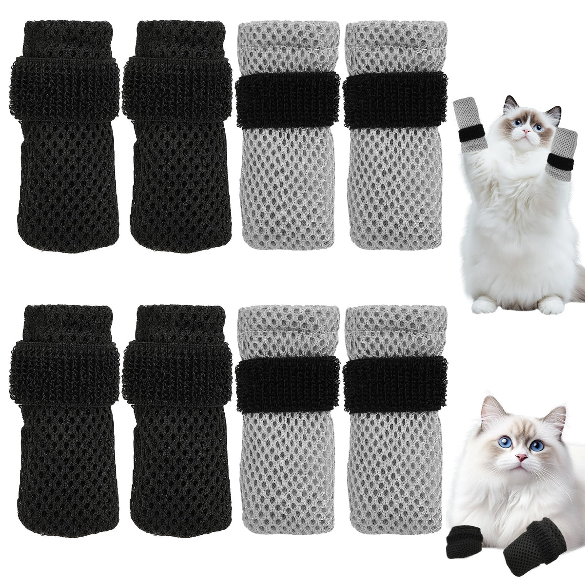 Braxan cat claw covers packaging image showing durable, breathable booties for paw protection.