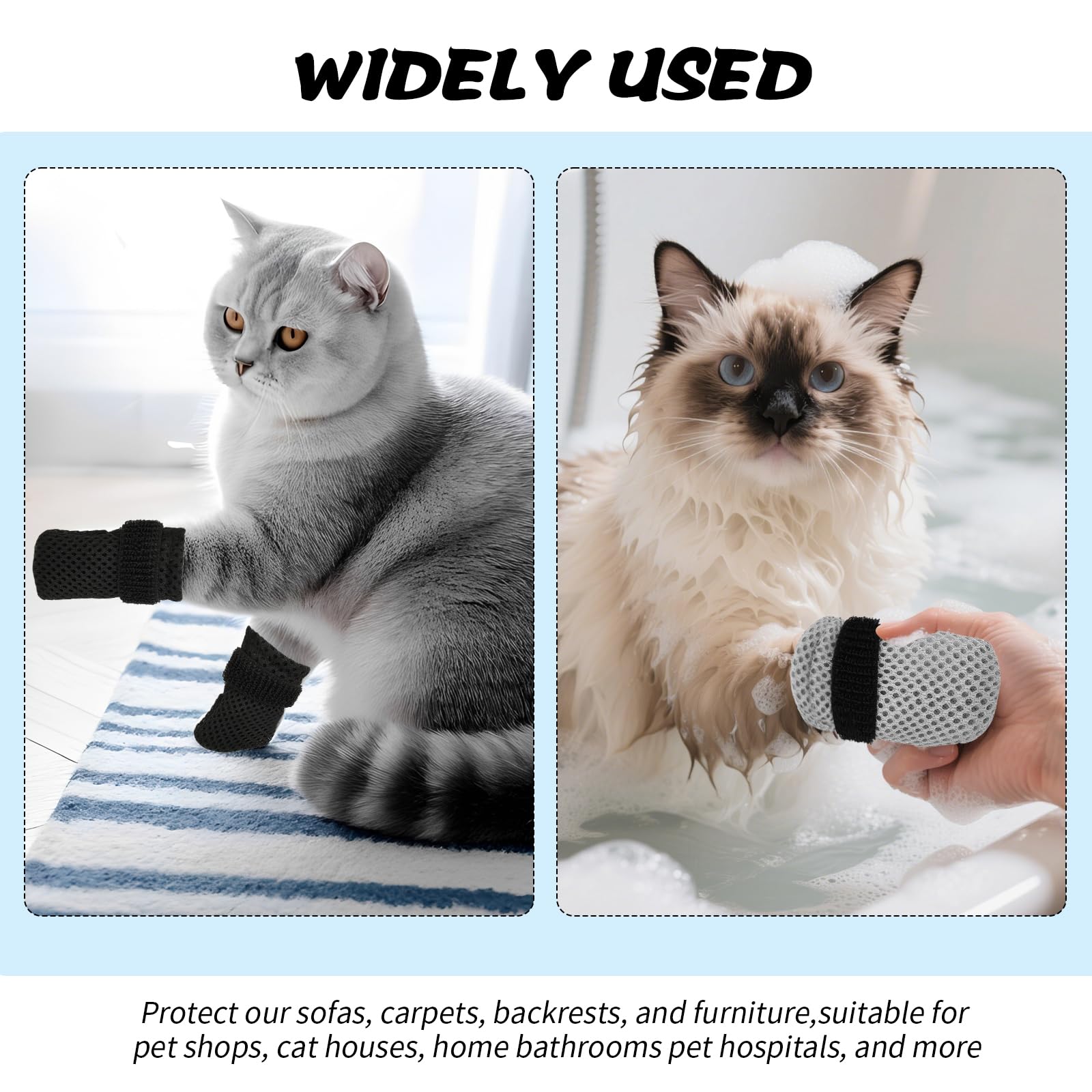 Braxan cat mittens protecting furniture during scratching sessions and play.