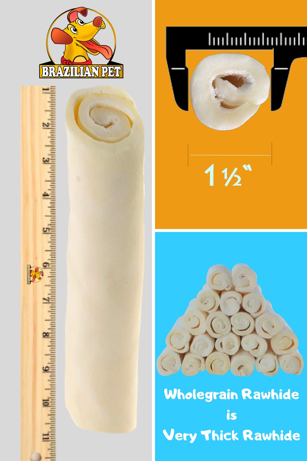 Collagen-rich Brazilian Pet Premium Retriever Rolls may support joints, bones, and hair.