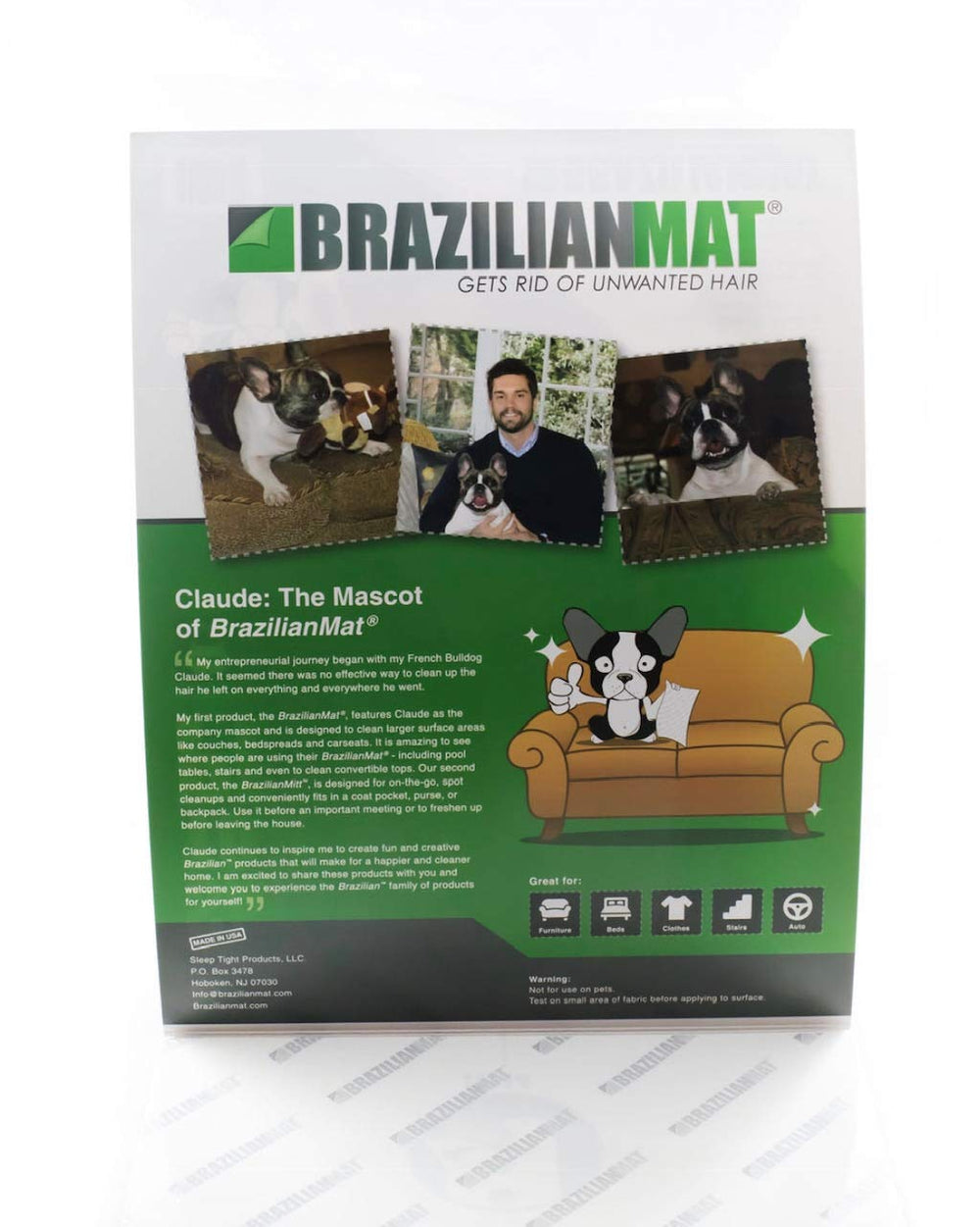 BrazilianMat close-up shows adhesive surface catching hair for quick cleanups.