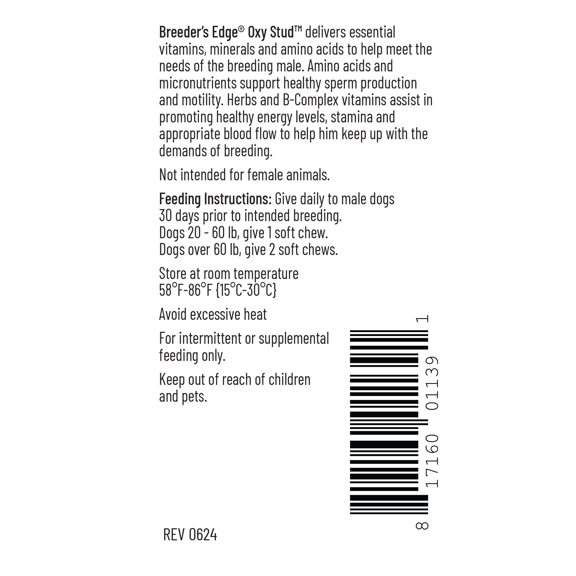 Revival Breeder's Edge Oxy Stud close-up label, supports mobility and potential sperm health