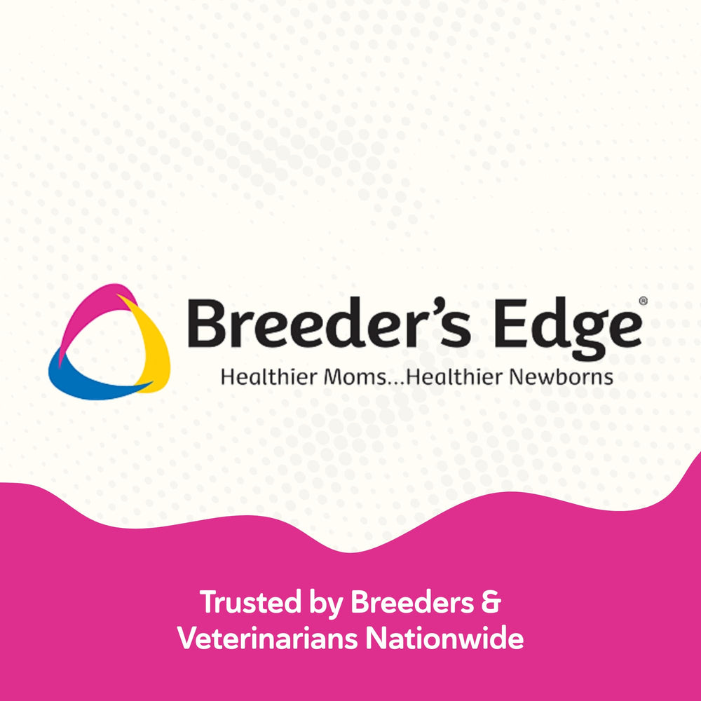 Breeder's Edge Oral Cal Plus Gel with enhanced absorption showing vitamin D3 and B6 benefits.