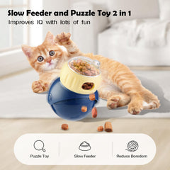 Breelytic cat treat puzzle feeder dispensing hole adjustable for slow feeding.