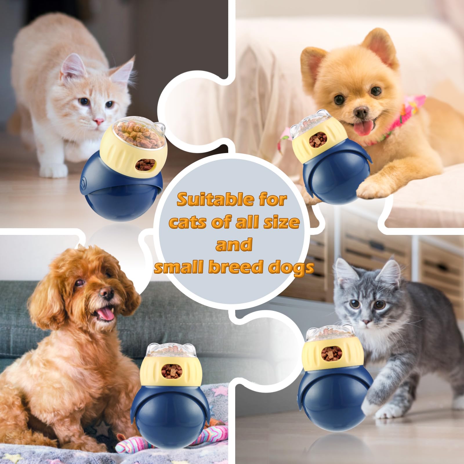 Breelytic cat treat puzzle feeder in use with a curious cat during feeding session.