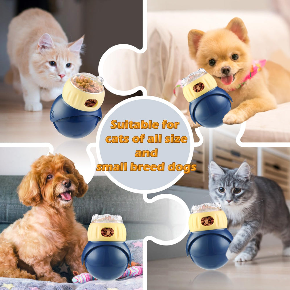 Breelytic cat treat puzzle feeder in use with a curious cat during feeding session.
