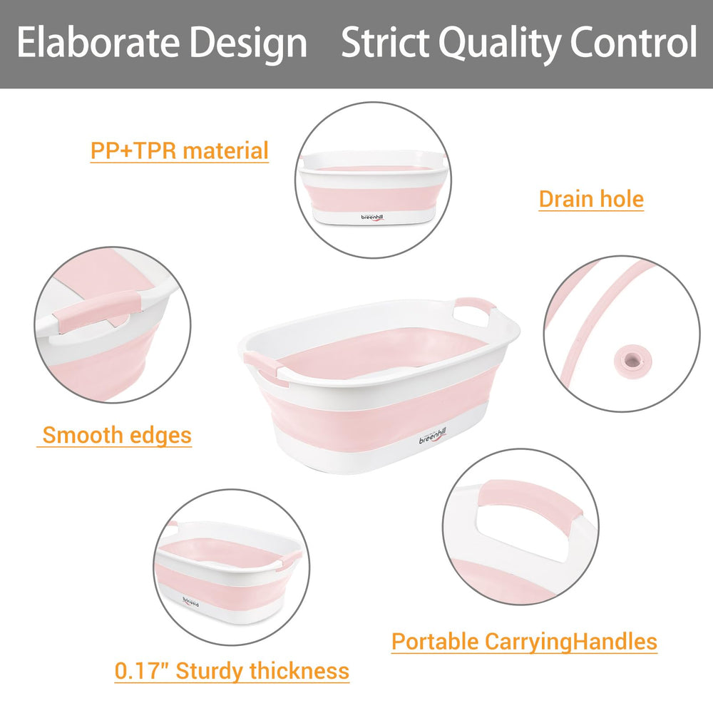 BREENHILL collapsed tub shows space-saving storage.