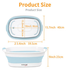 BREENHILL collapsible bath tub collapsed for compact indoor storage.
