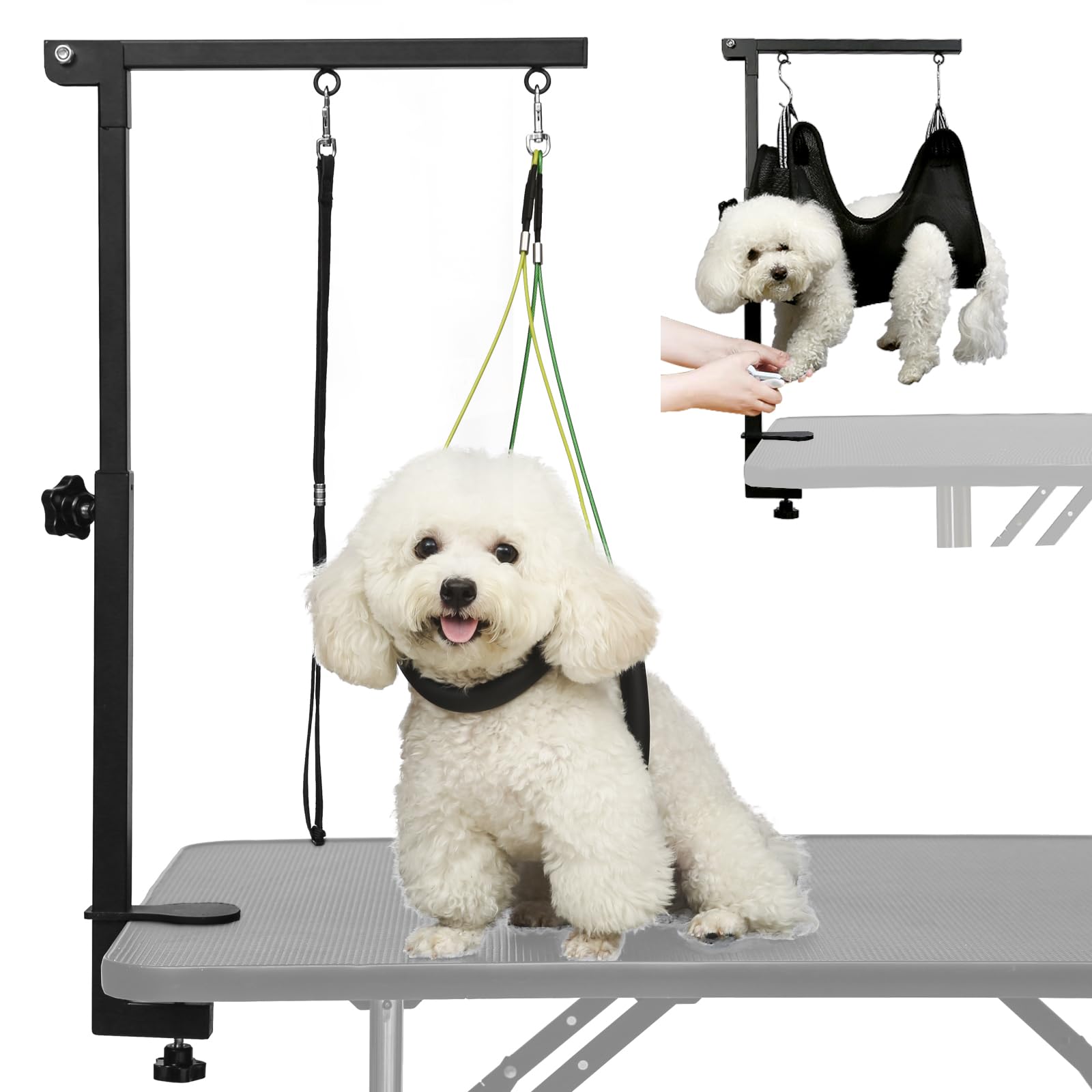 Breeze Touch adjustable-height arm enables precise, comfortable grooming.