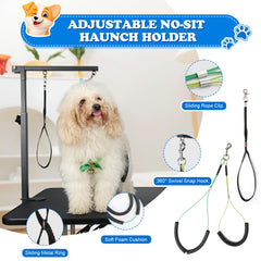 Breeze Touch dog grooming arm loops highlight stable restraint for nail trimming