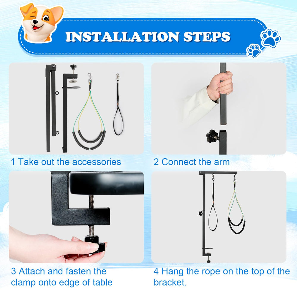 Breeze Touch dog grooming arm drying setup enables efficient post-bath air flow
