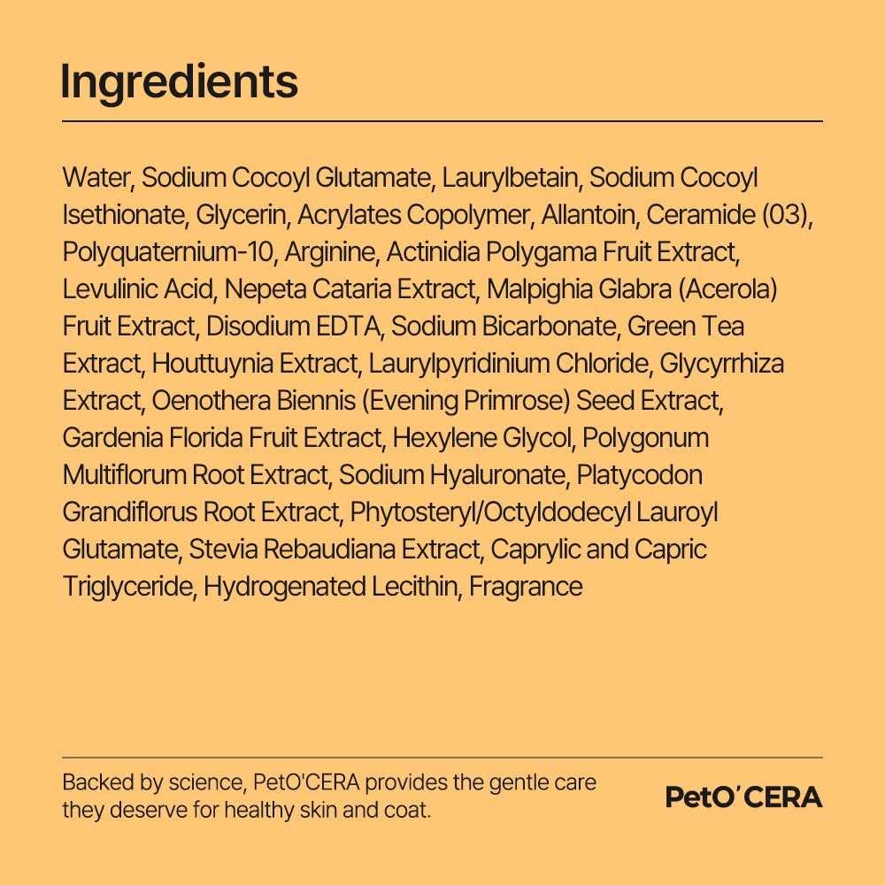 Breezytail PetO’Cera natural ingredients close-up suggesting safe, nourishing coat care.
