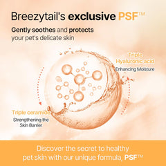 Breezytail PetO’Cera vet-approved seal visible on bottle for trusted grooming.