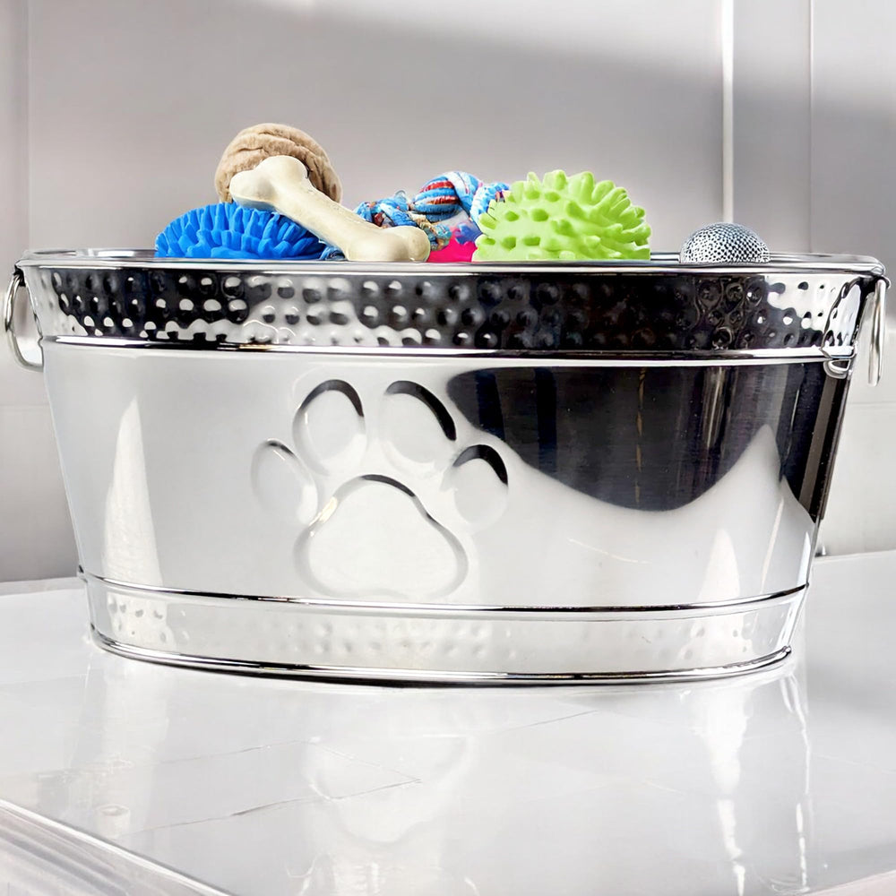 BREKX metal bin in use during playtime with chewers.