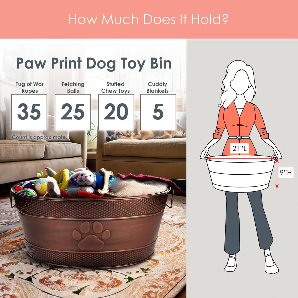 BREKX strong embossed paw-print bin is a practical storage solution for aggressive chewers.