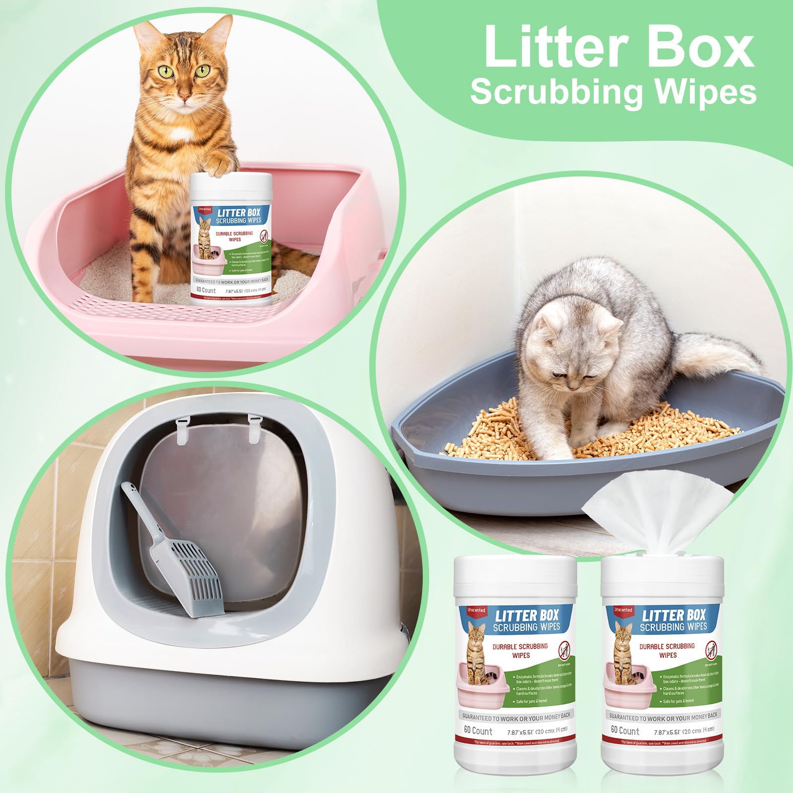 Breling litter box scrubbing wipes 120-count pack for long-term cleaning tasks.