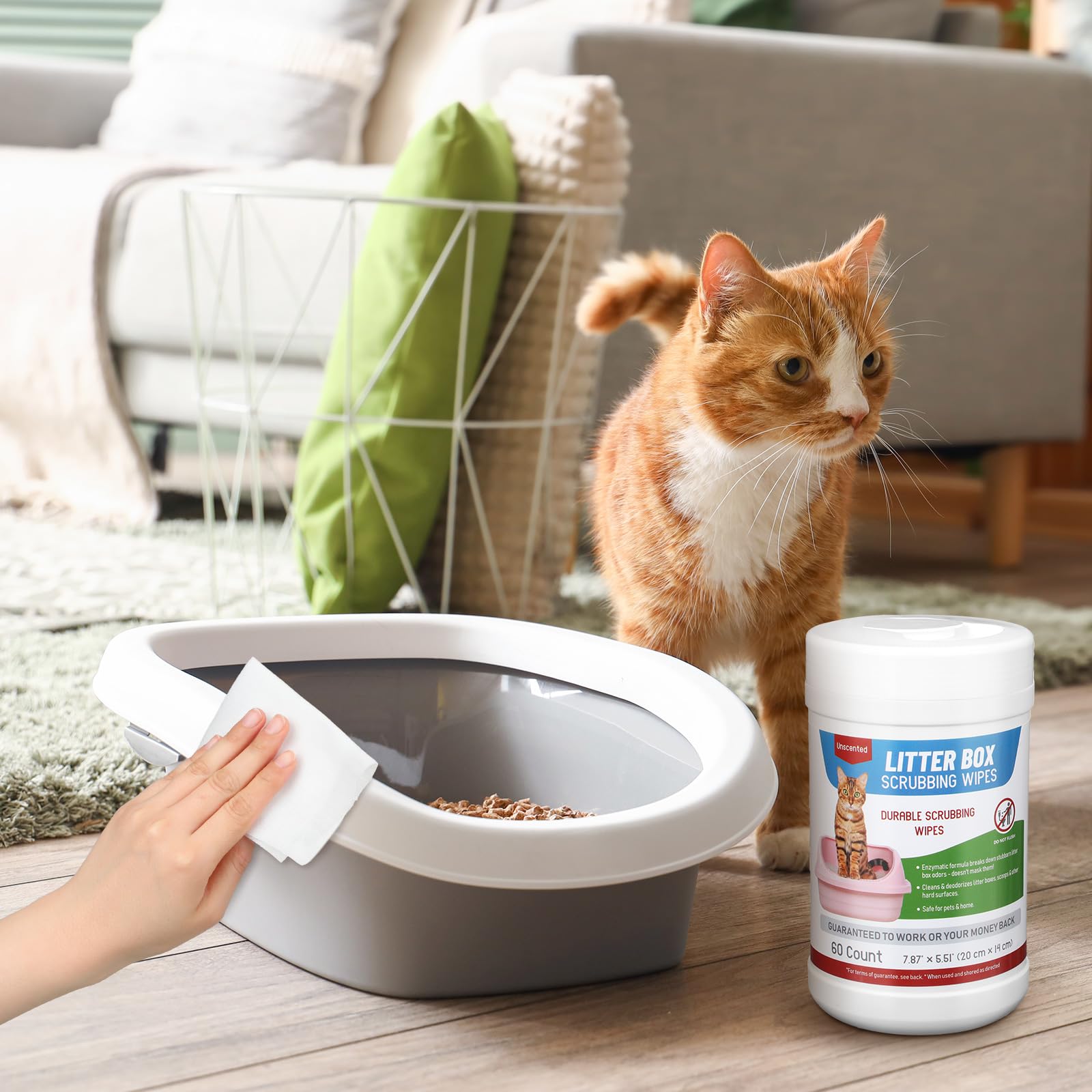 Breling litter box scrubbing wipes multi-use scenario for cages and toys.