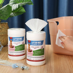 Breling litter box scrubbing wipes soft nonwoven fabric ready for cleaning.