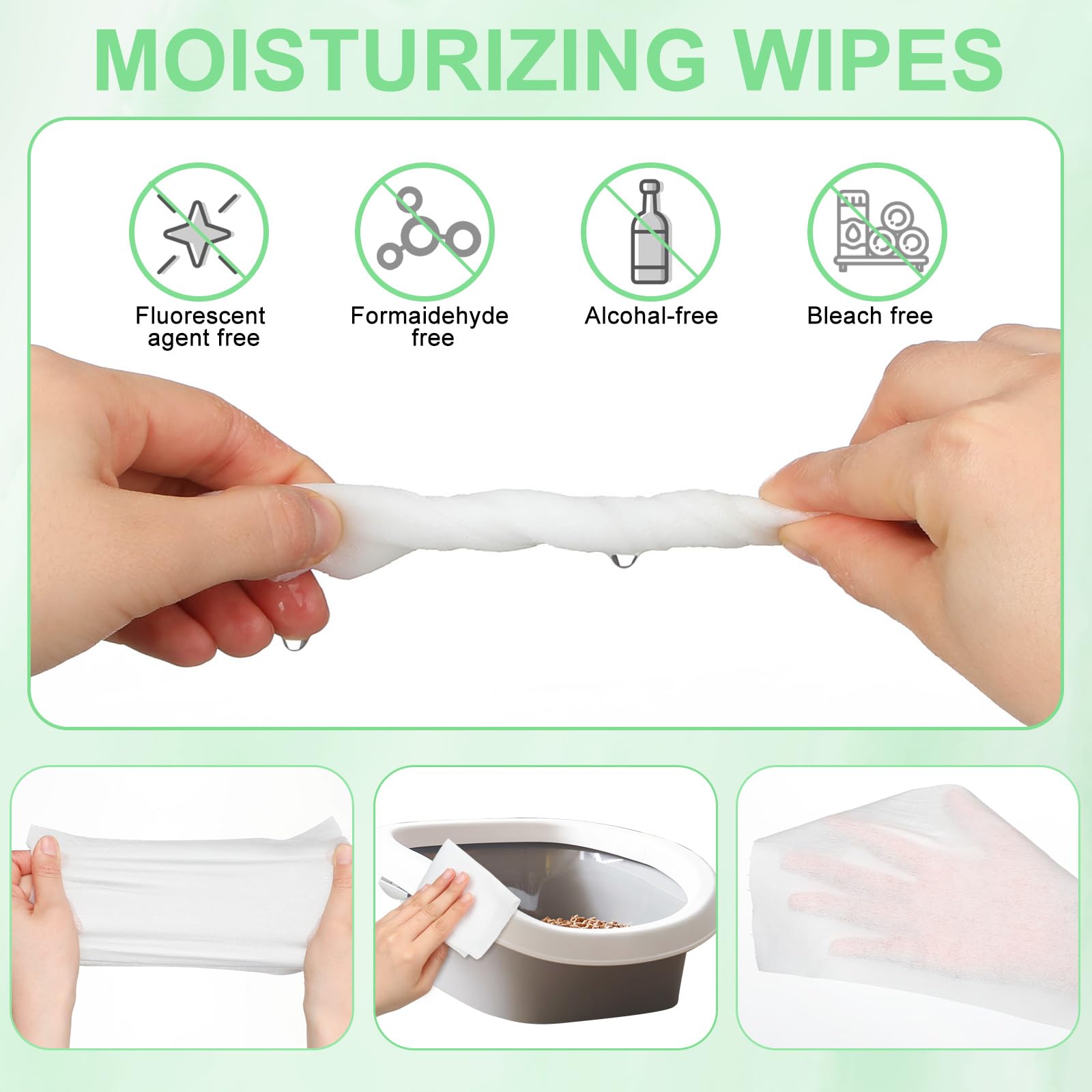 Breling litter box scrubbing wipes close-up of the tub and wipes.