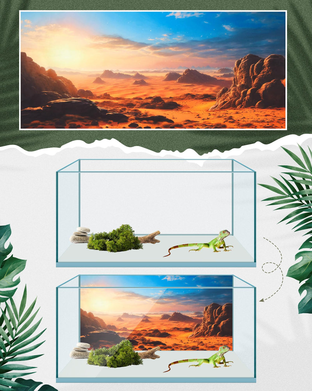 Breling reptile background stream scene boosts aquarium visual immersion