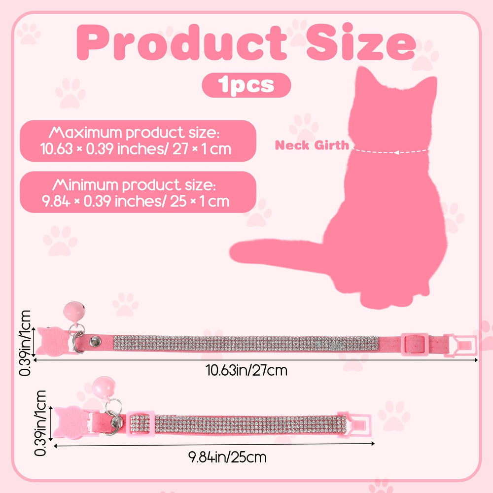 Bremorou rhinestone cat collar pink side view shows secure breakaway safety at a glance