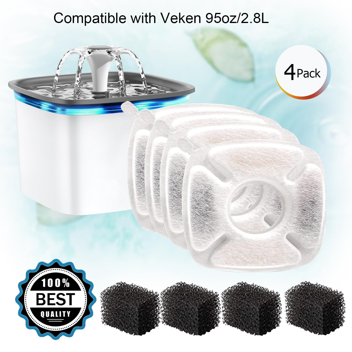 BRENSTEN sponge filter for Veken 95oz keeps water clean