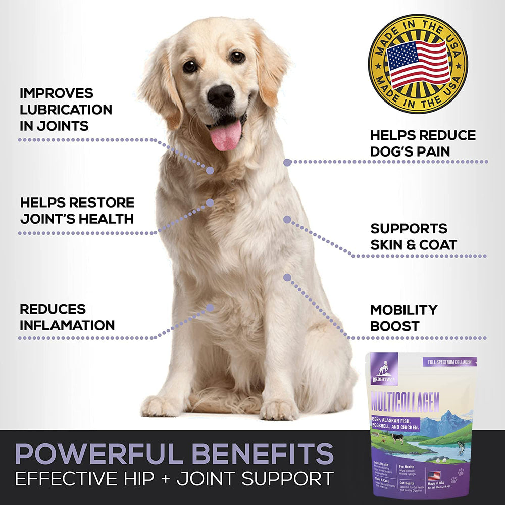 Brightway Pets grass-fed bovine collagen illustration signaling ingredient quality.