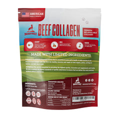 Brightway Pets Grass-Fed Collagen for Dogs bag overview shows all natural ingredients and servings