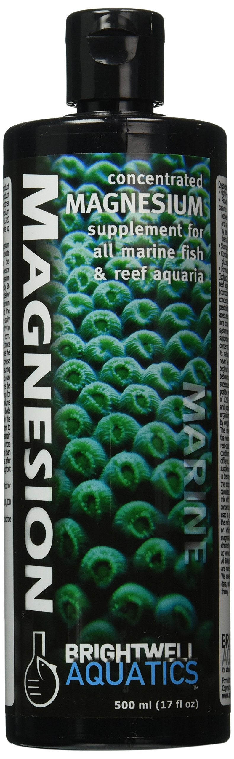 Brightwell Aquatics Magnesion bottle pouring for precise magnesium dosing in reef tanks.