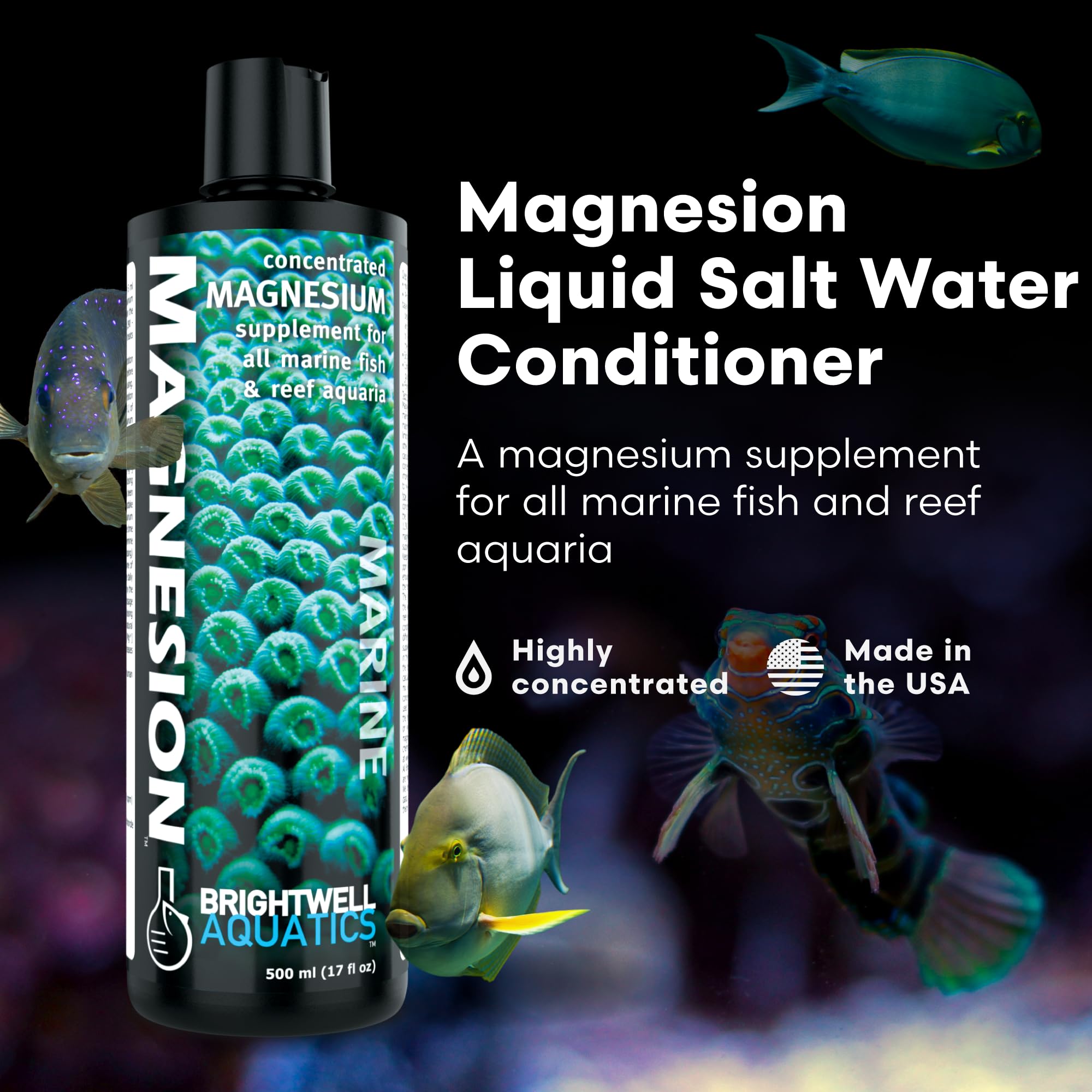 Brightwell Aquatics Magnesion label closeup confirms pure formula with no unwanted organics.