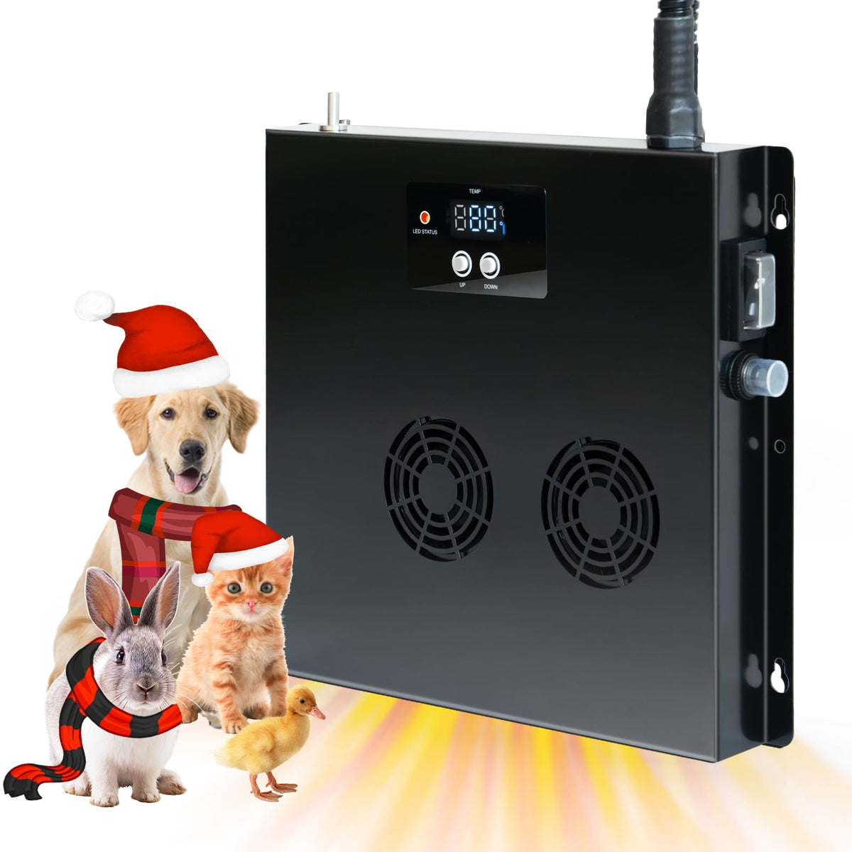Briidea 400W dog house heater front view provides compact warmth for pet spaces.