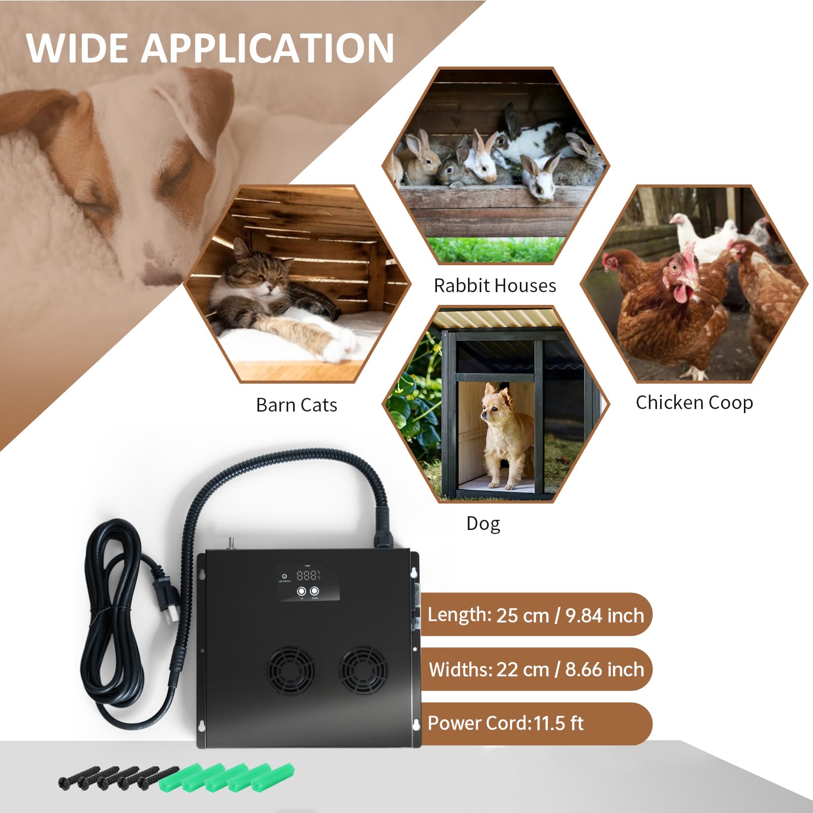 Briidea compact-slim-profile heater fits small spaces while keeping pets cozy.