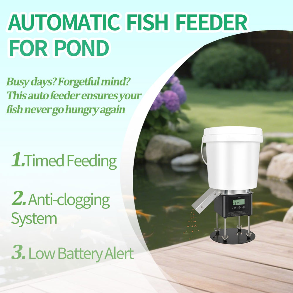 Briidea timed feeding display shows schedule at a glance for easy pond care.