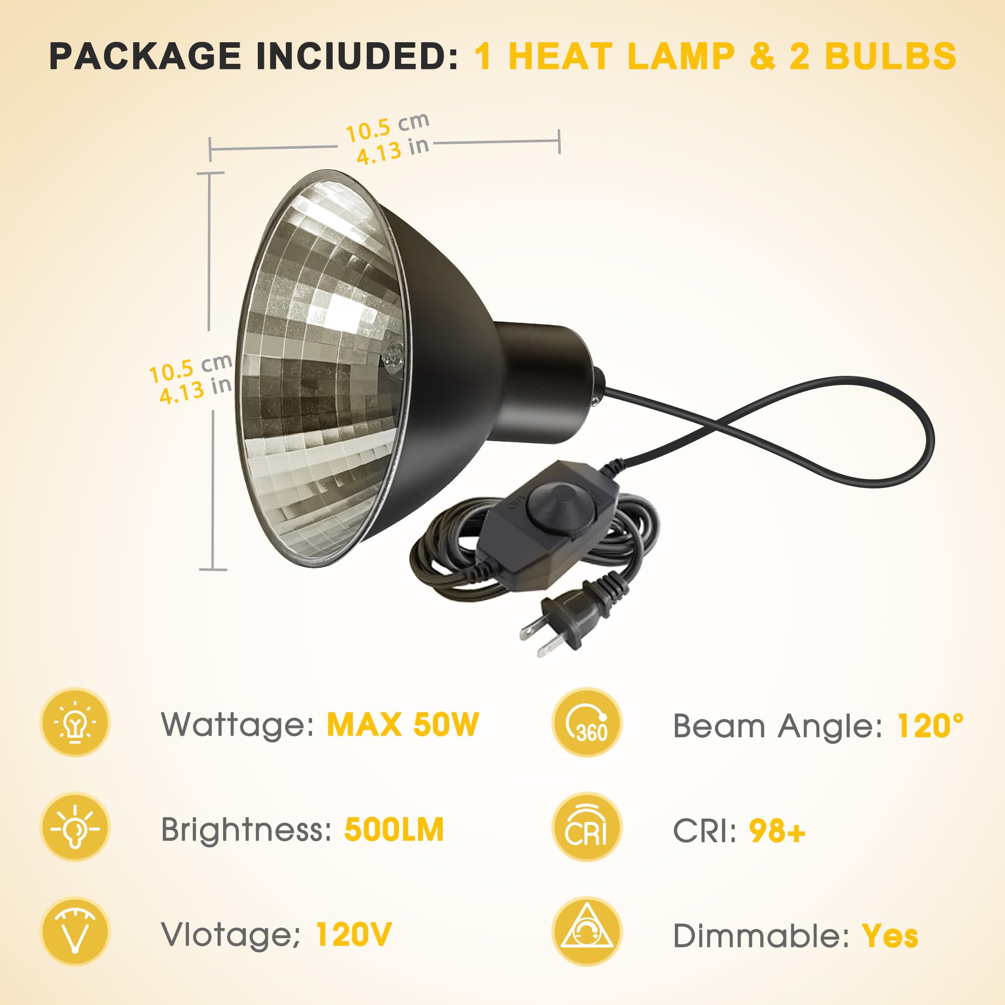 Briignite dimmable heat lamp easy temperature tuning without repositioning the lamp.