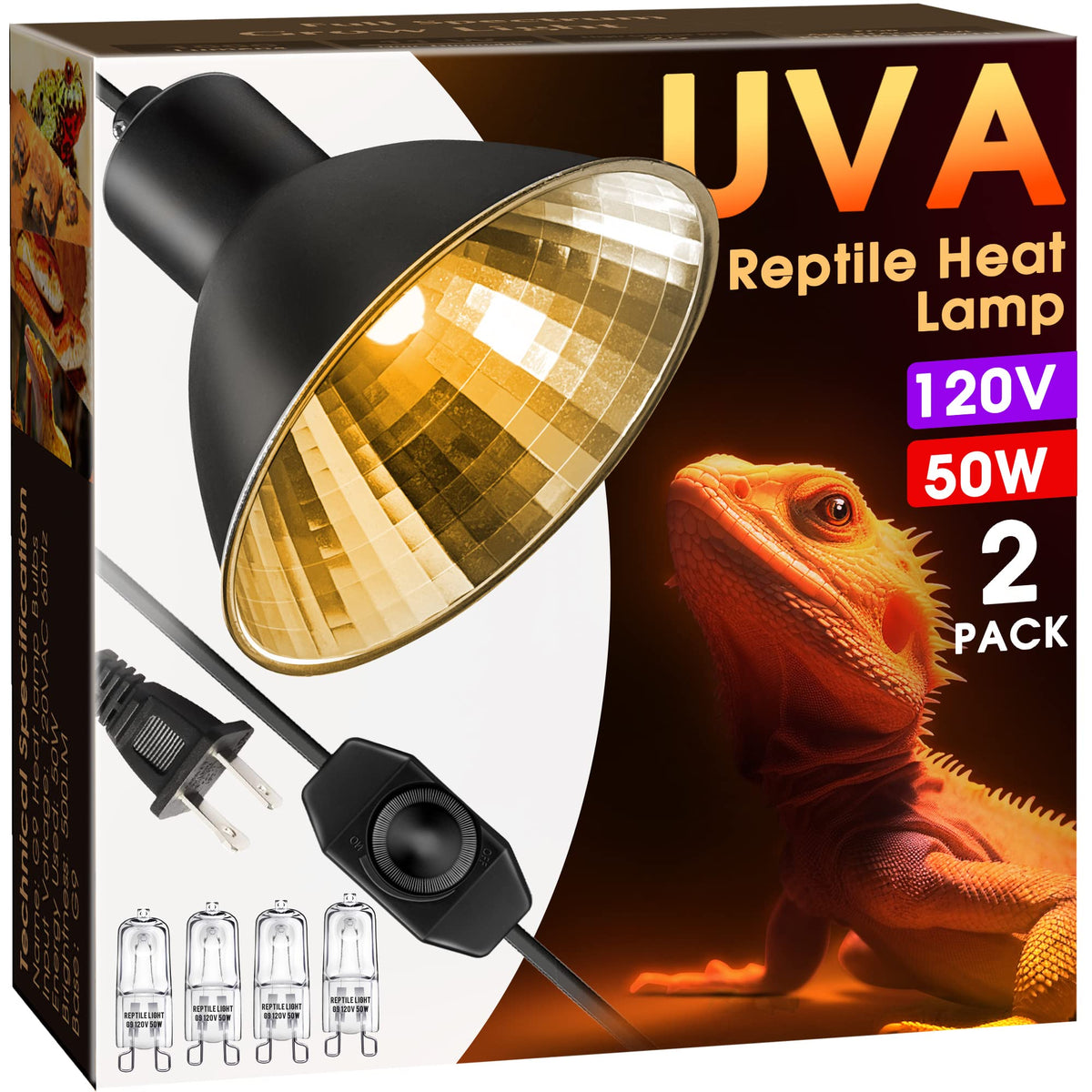 Briignite reptile heat lamp 50W dimmable provides steady basking warmth