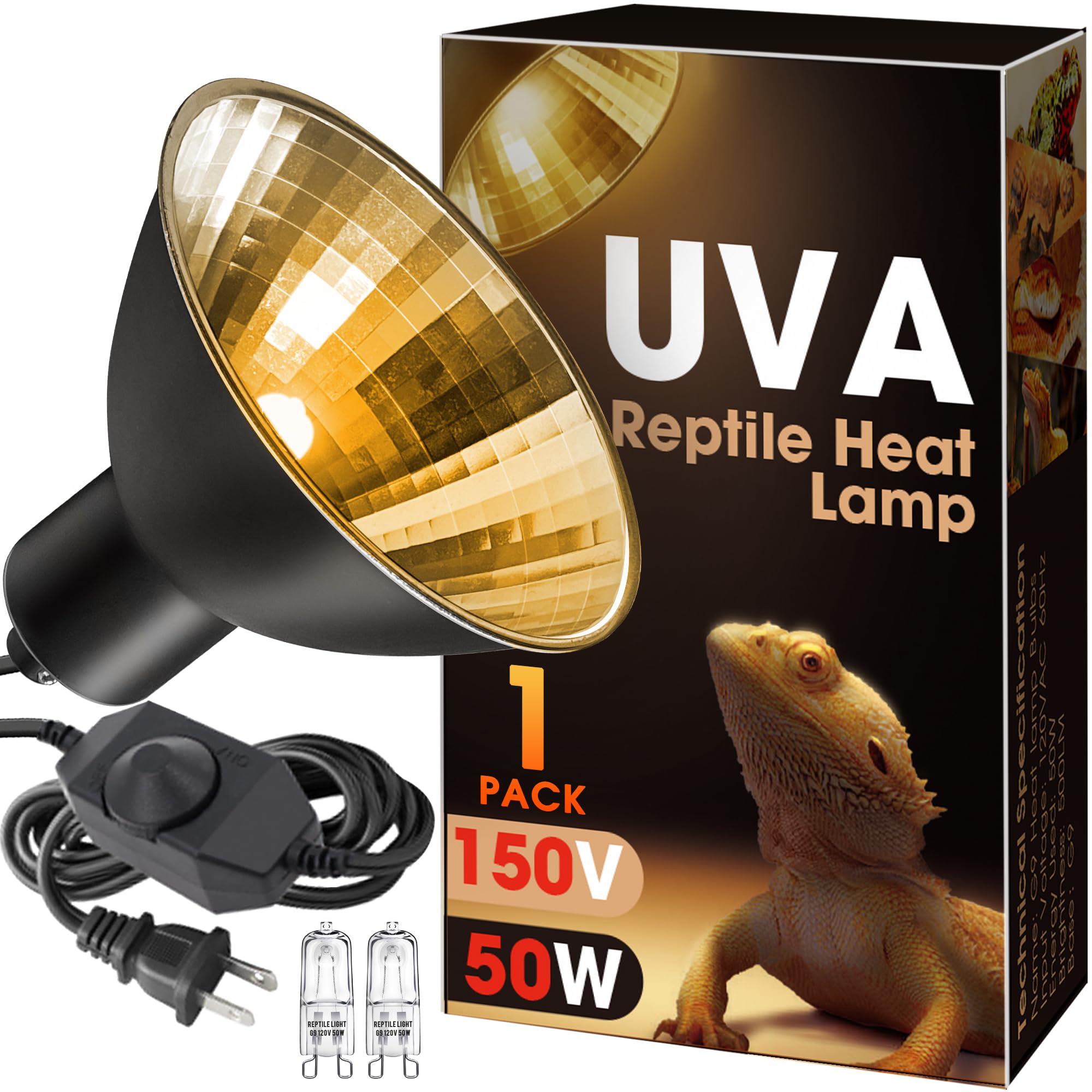 Briignite Reptile Heat Lamp 50W glow provides steady warmth for basking spots.