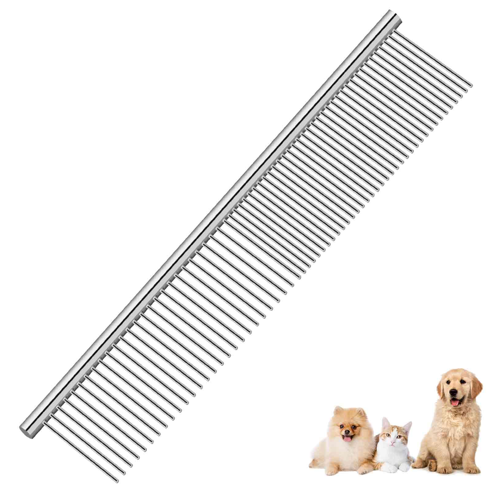 BRILLIRARE dog grooming comb close-up teeth for gentle detangling and smooth glide.
