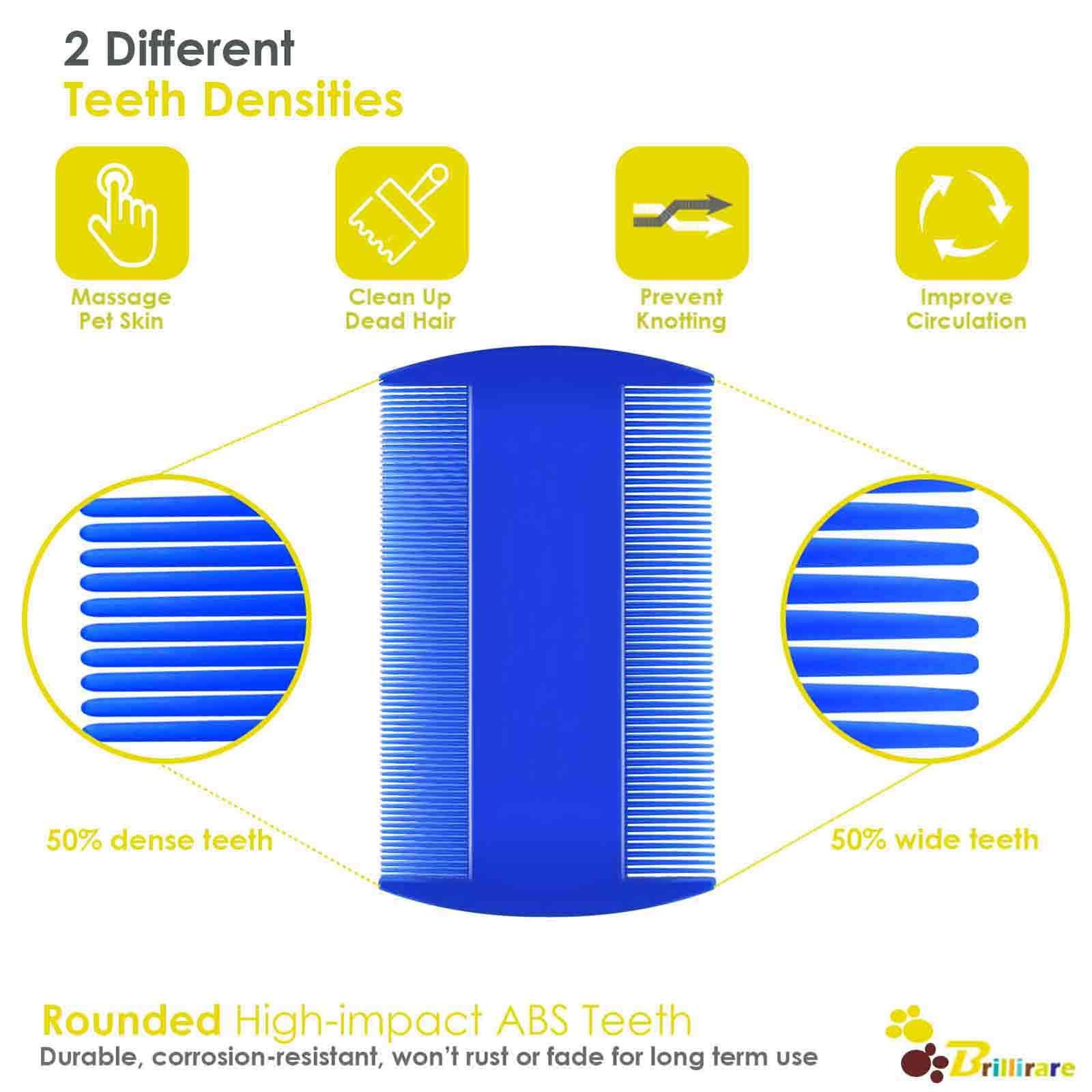 BRILLIRARE rounded-tooth grooming comb gently massages skin during brushing.