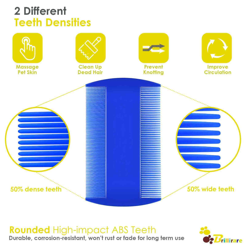 BRILLIRARE rounded-tooth grooming comb gently massages skin during brushing.