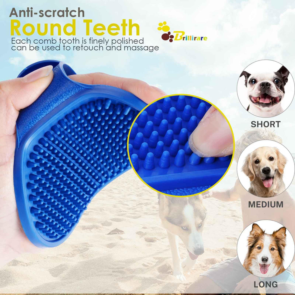 BRILLIRARE wet-dry grooming brush works in water or shampoo for shiny coats