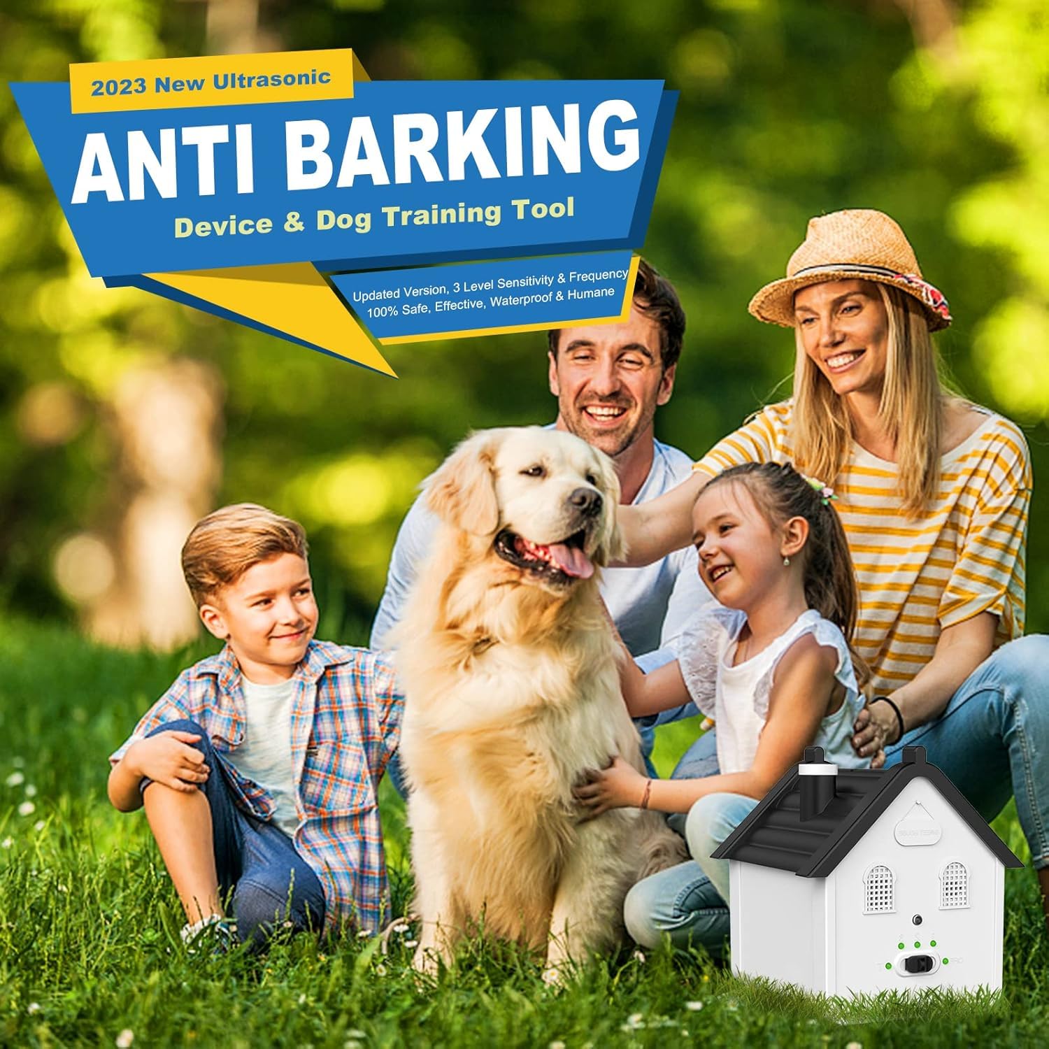 BrilStar Anti Barking Device mounted outdoors on a fence for reliable barking control.