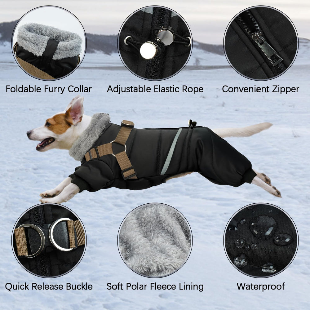BRKURUGLEG waterproof outdoor dog coat shields your pet from rain and wind during adventures.