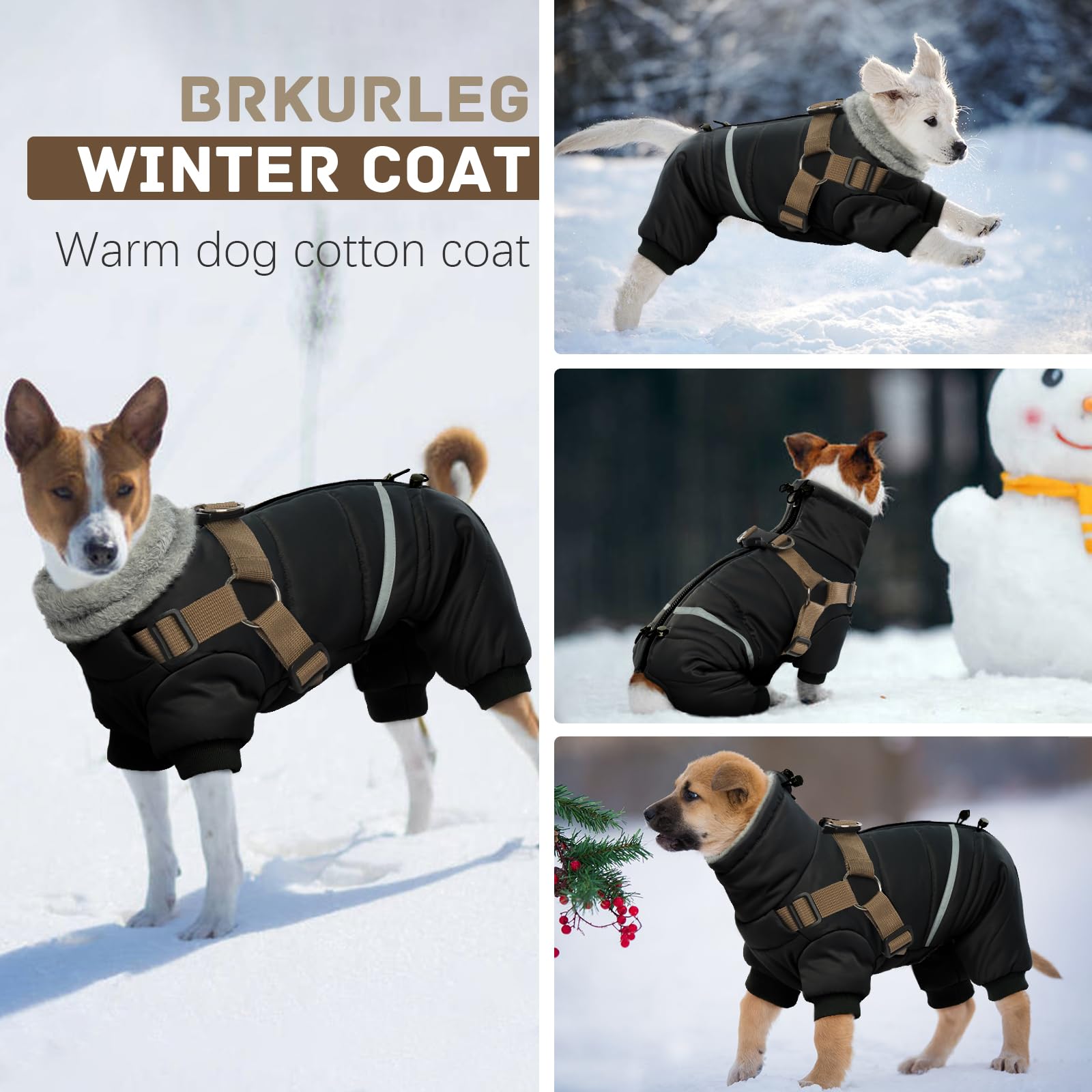 BRKURLEG windproof reflective dog coat enhances visibility for safer walks at dusk.