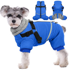 BRKURLEG Blue Dog Winter Coat front view shows cozy warmth for cold outdoor adventures.