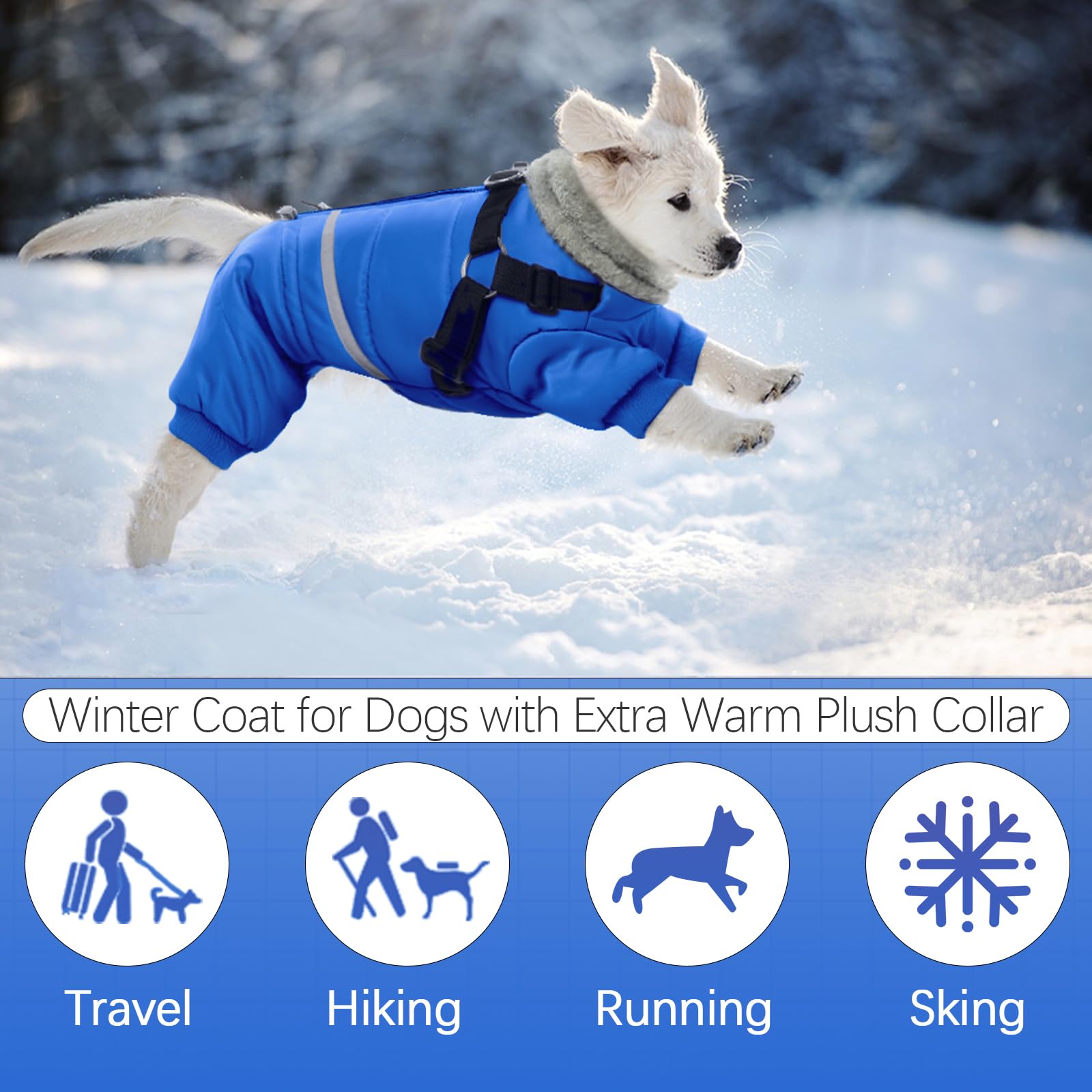 BRKURLEG Blue Dog Winter Coat weather-resistant outer shell shields against rain.