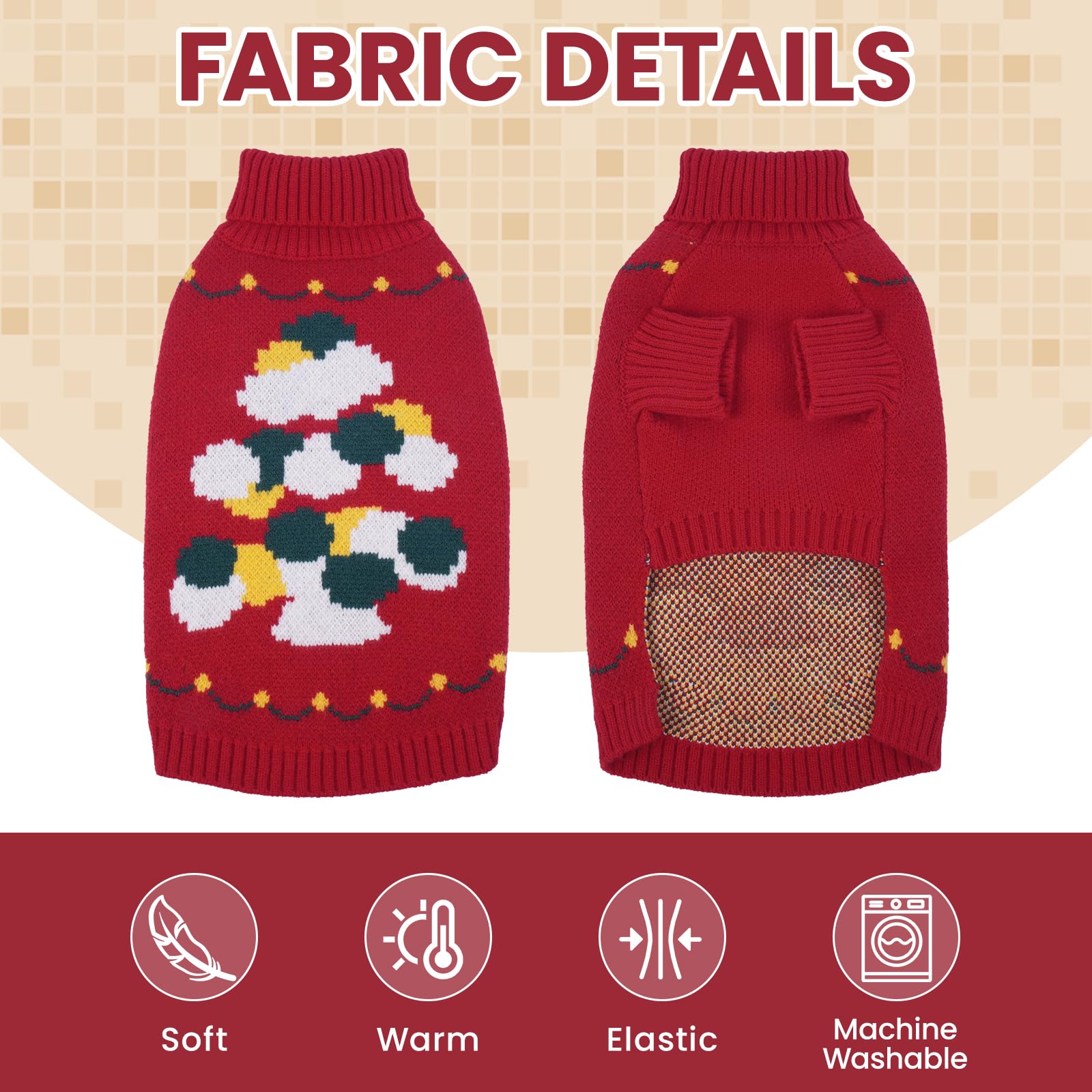 BRKURLEG Christmas dog sweater on small breed during holiday photos showcases festive style