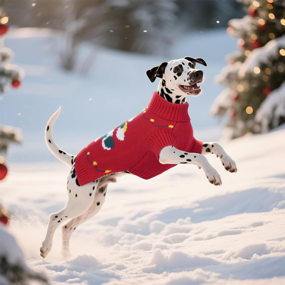 BRKURLEG Christmas dog sweater with red pattern ready for Christmas and New Year events