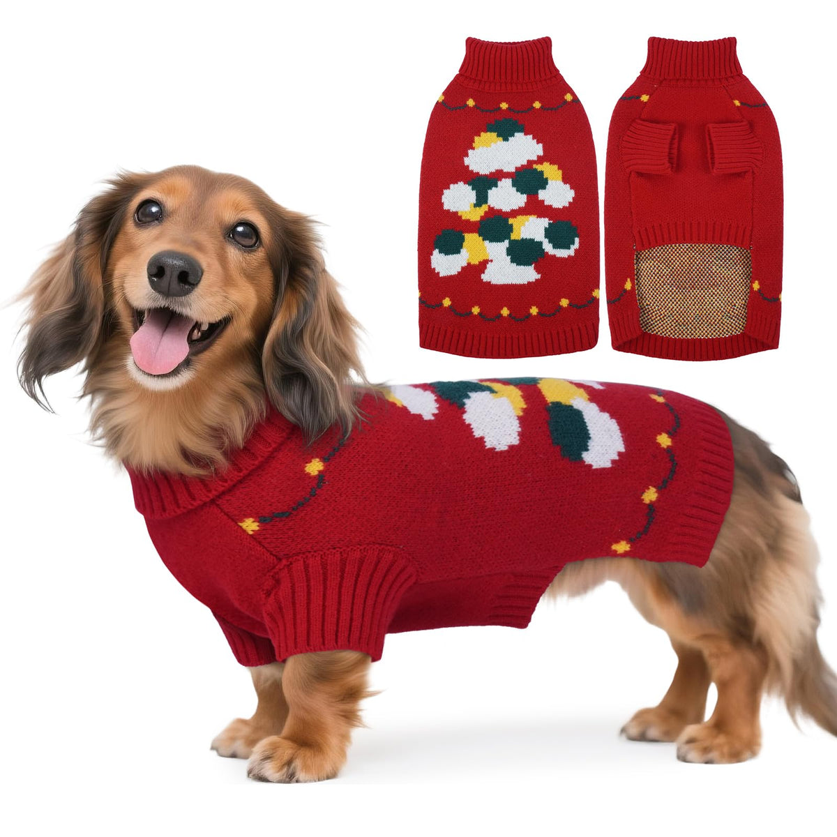 BRKURLEG Christmas dog sweater closeup showcases soft knit fabric for chilly days